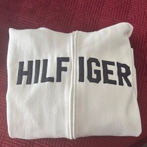Tommy Hilfiger Cream Zip-Up with Black Text